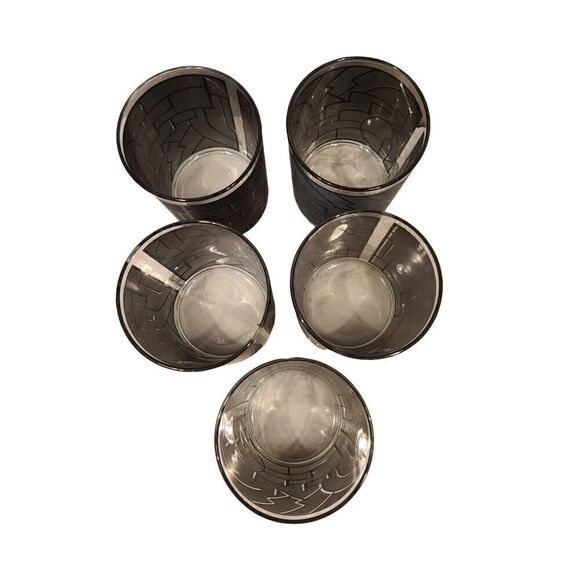 Georges Briard Double Old Fashion Glasses Art Deco Gray Geometric Design MCM (5) - Picture 12 of 16